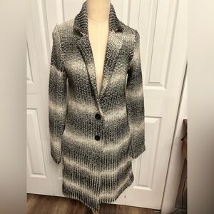 Lucky Brand Ombre Stripe Woven Tweed Knit Car Coat Size S